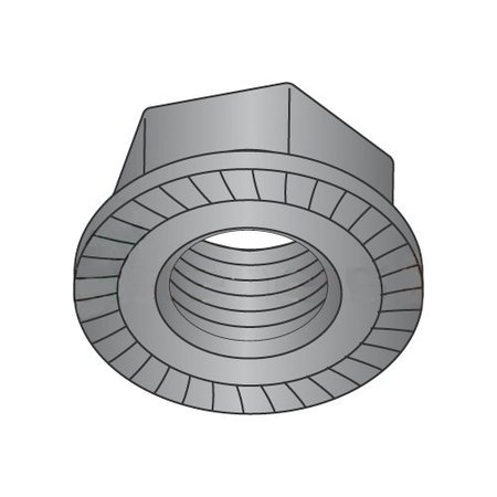 NEWPORT FASTENERS Serrated Lock Nut, 1/4"-20, Steel, Zinc Plated, 0.14 in Ht, 2000 PK 702917